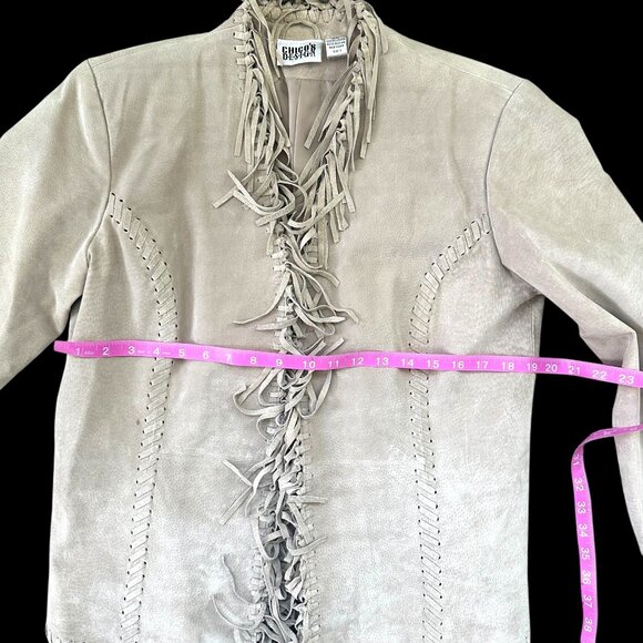 Chico's Taupe 100% Leather Fringe Jacket - Picture 8 of 8